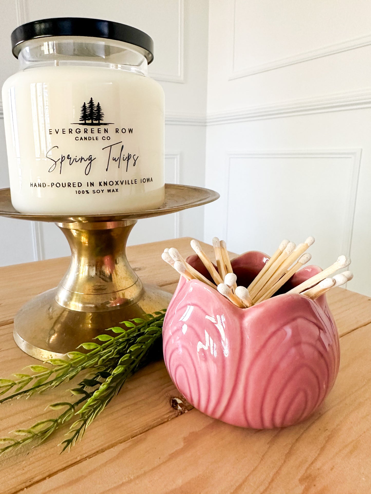 Pink Tulip Match Holder
