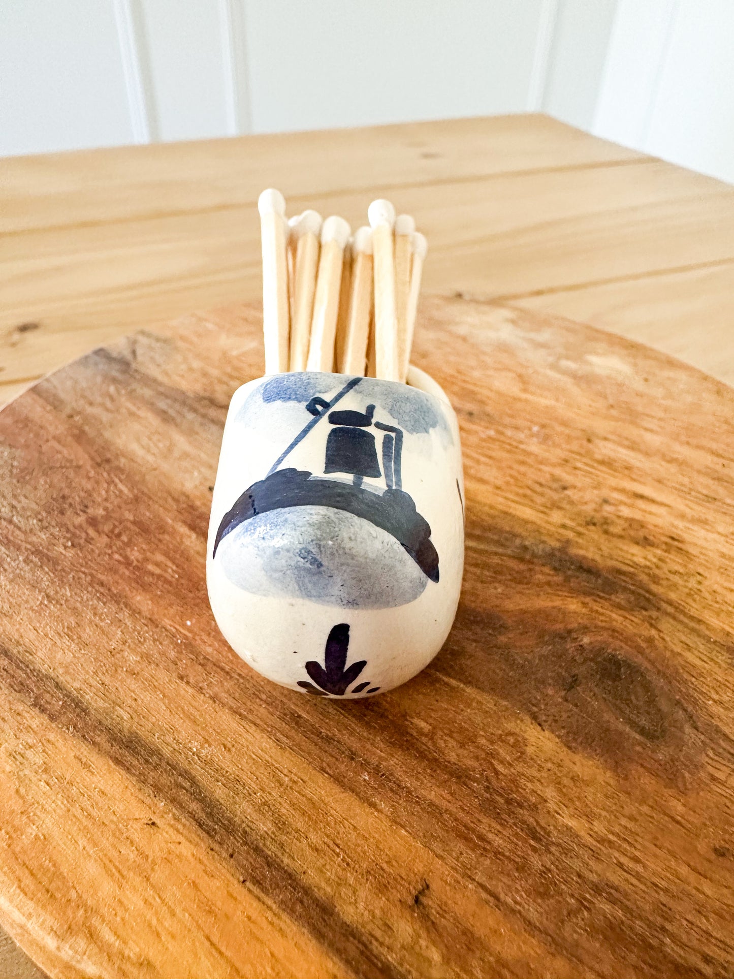 Small Blue and White Holland Shoe Match Holder