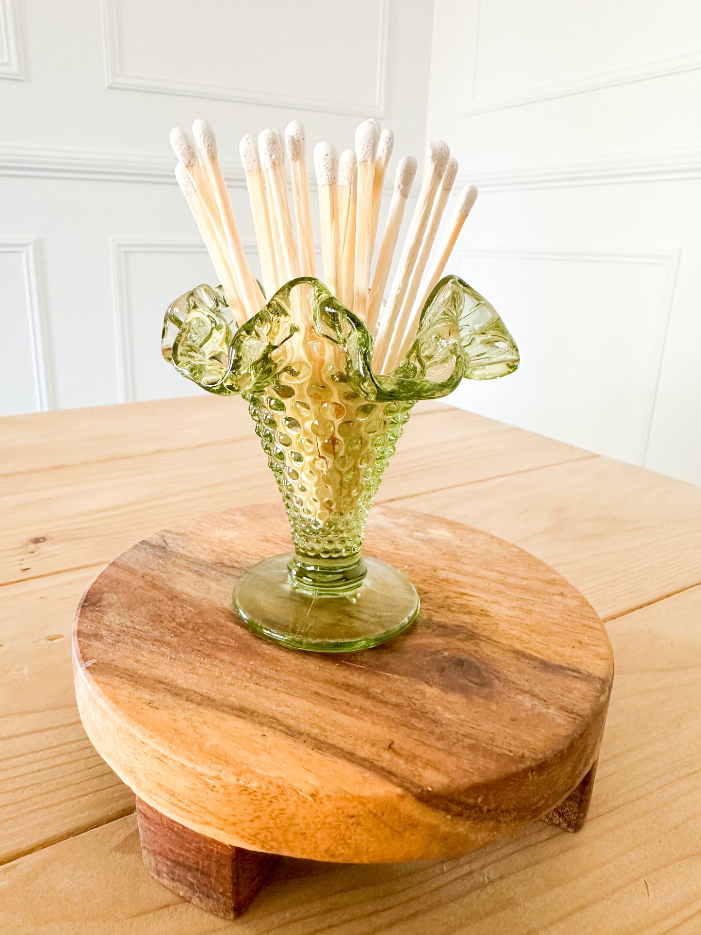 Green Fluted Match Holder