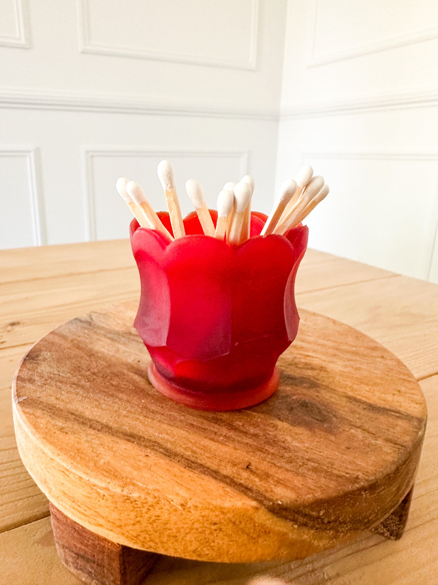 Red Scalloped Match Holder