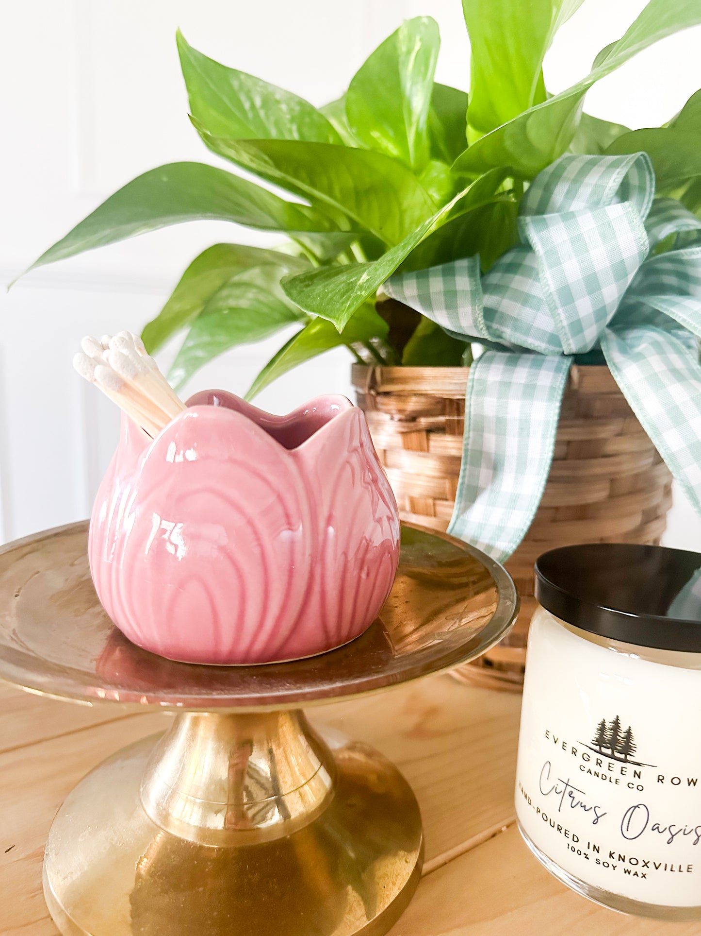 Pink Tulip Match Holder