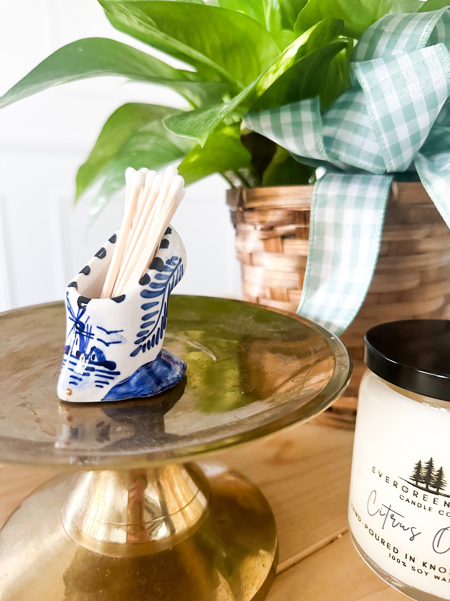 Blue and White Dutch Shoe Match Holder