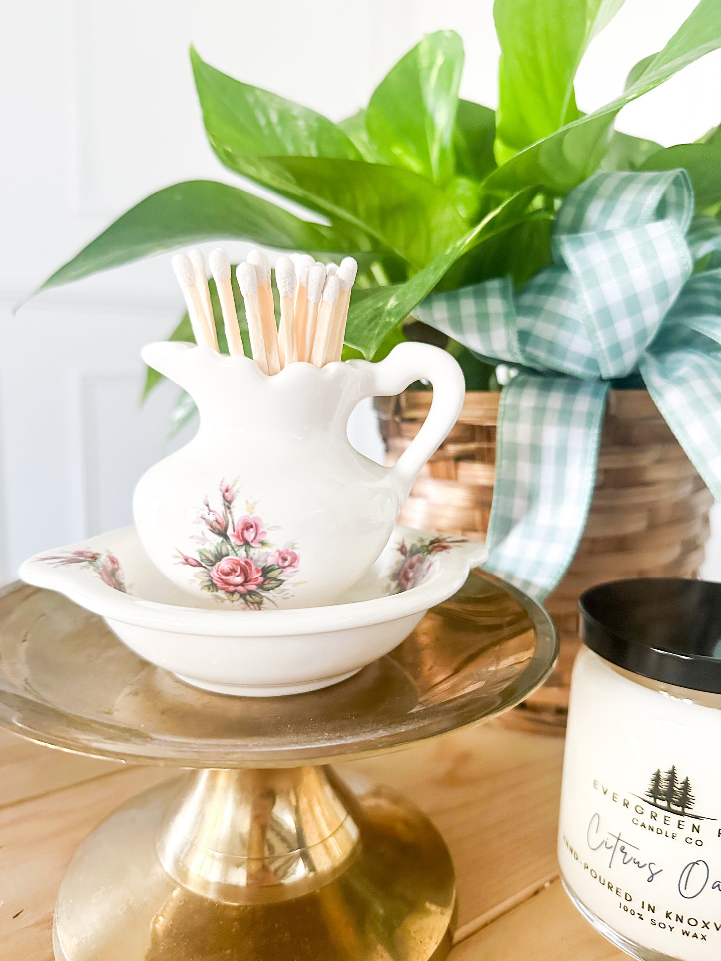 Pink Rose Match Holder